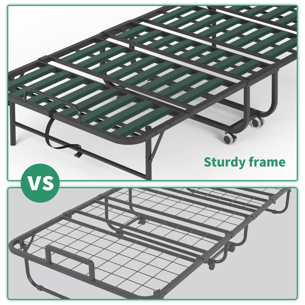 Folding Bed with Mattress, 5-Inch Memory Foam, 500lbs Capacity, Metal Frame, Adjustable Headboard X7895