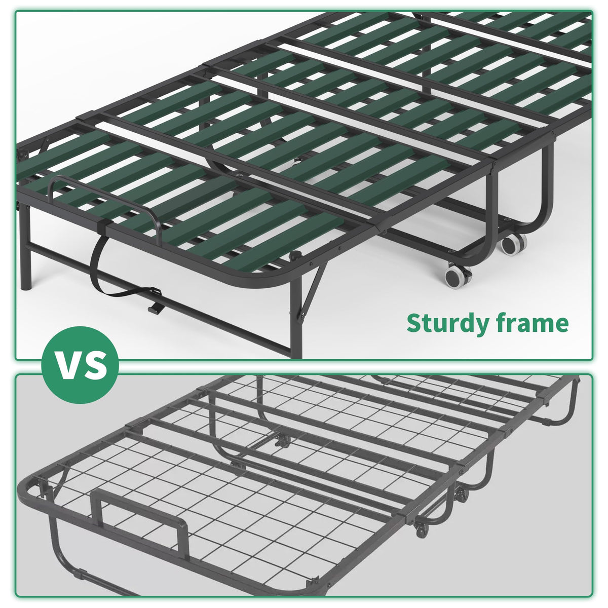 Folding Bed with Mattress, 5-Inch Memory Foam, 500lbs Capacity, Metal Frame, Adjustable Headboard X7895