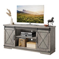 Farmhouse TV Stand with Sliding Barn Doors and Storage Cabinets O8057