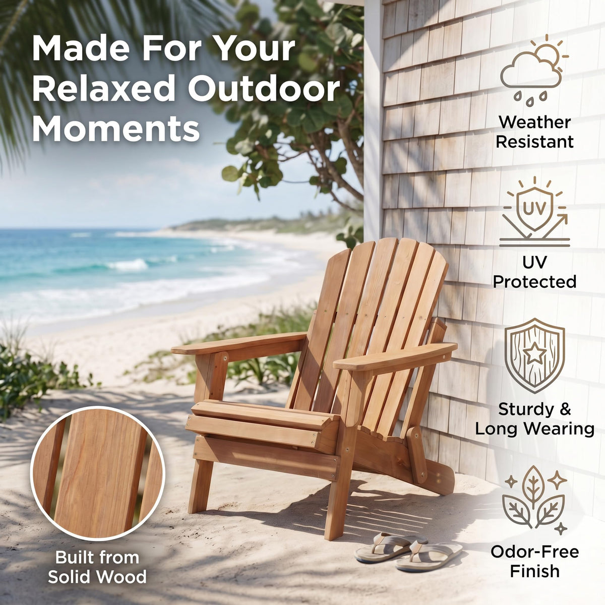 100 lbs Capacity Solid Wood Adirondack Chair M2802