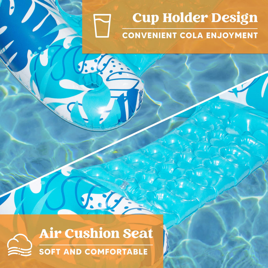 Inflatable Pool Floats 3 Pack with Cup Holders Blue Green Pink H511575