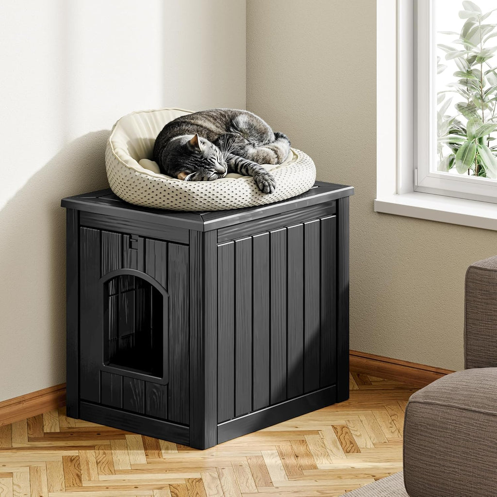 Black Outdoor Resin Cat House O652344