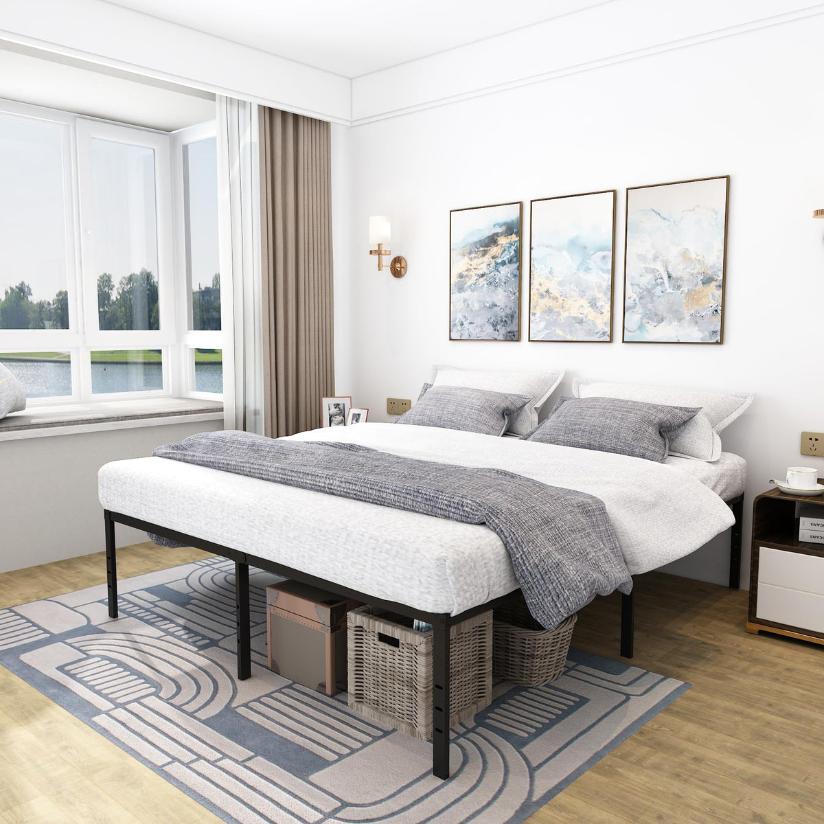 Queen Size 18 Inch Metal Platform Bed Frame C797