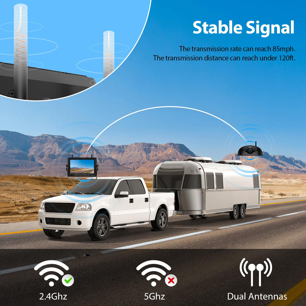 1080P 7" Wireless RV Backup Camera System with DVR Monitor V409