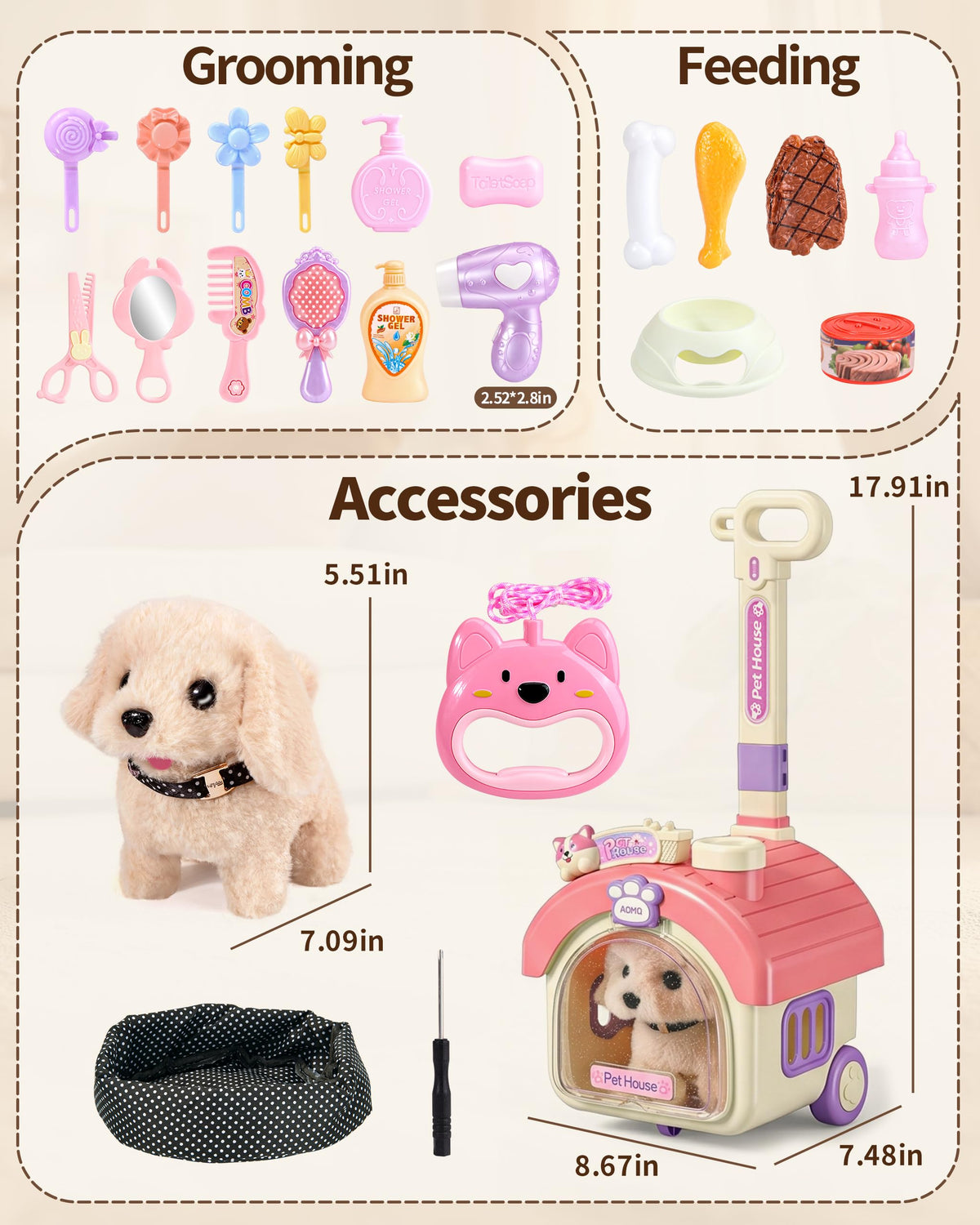 Dog Toy with Portable Puppy Stroller Q11672
