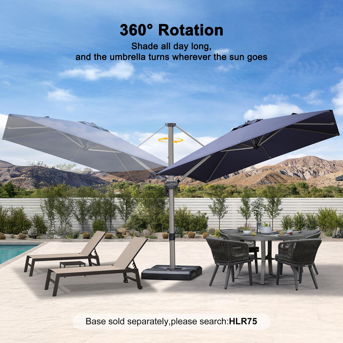 Navy Blue 9' x 9' Cantilever Umbrella T4415