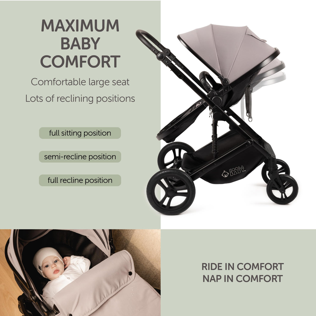 2-in-1 Foldable Baby Stroller with Extendable Canopy V183884