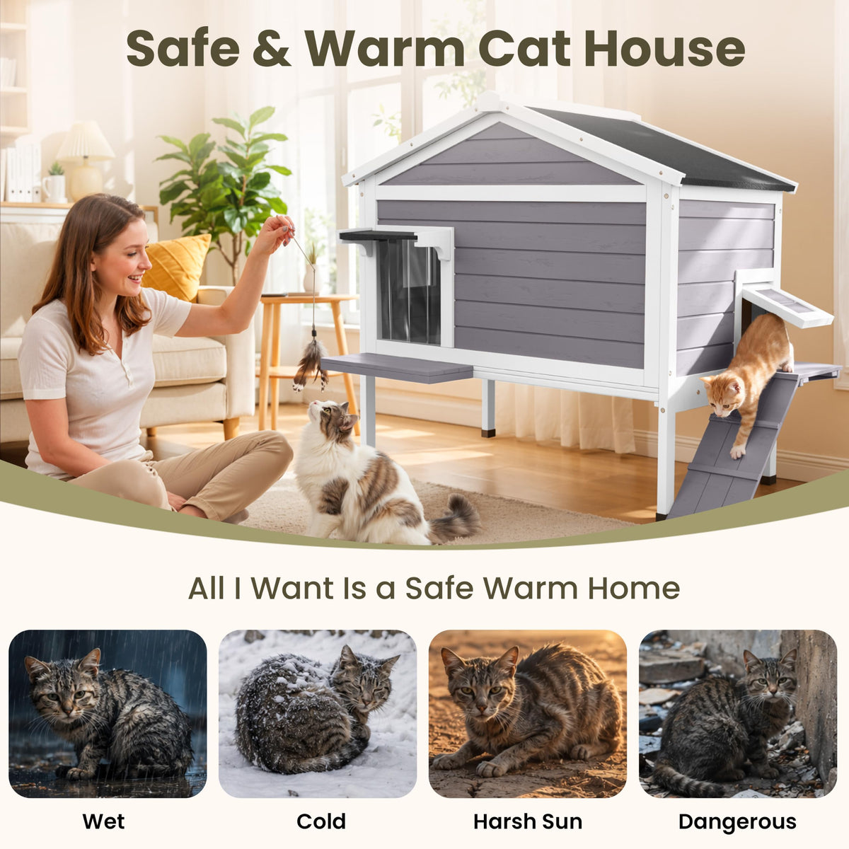 Insulated Outdoor Cat House Z778
