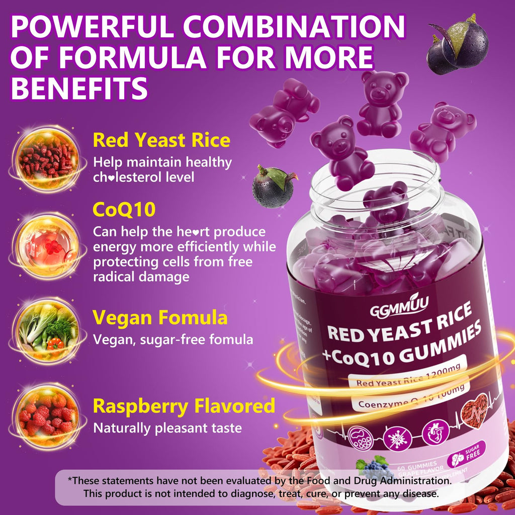 Red Yeast Rice with CoQ10 Gummies 1200mg Sugar Free 120 Count Y717878