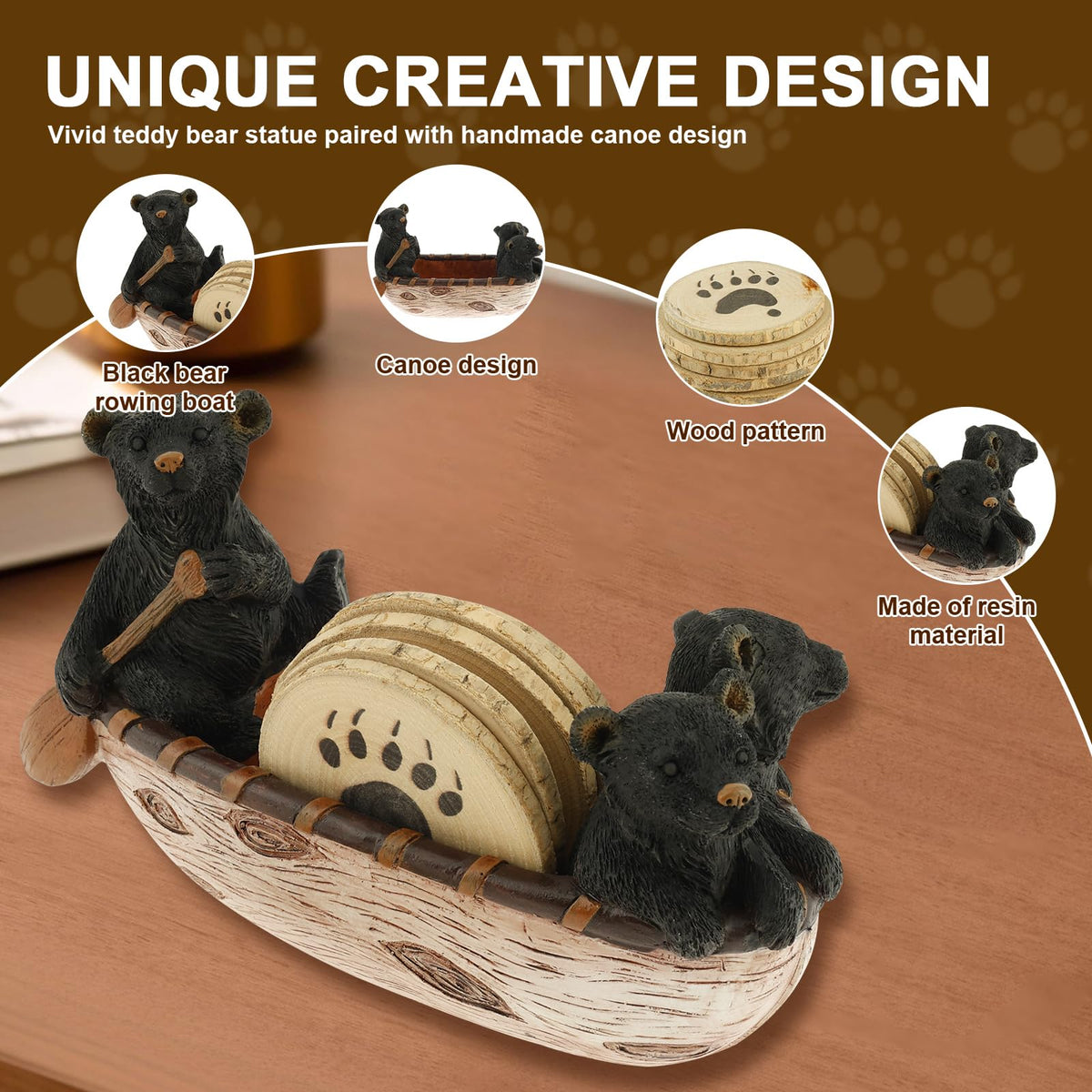 Black Bear Coasters Set of 5 M258259