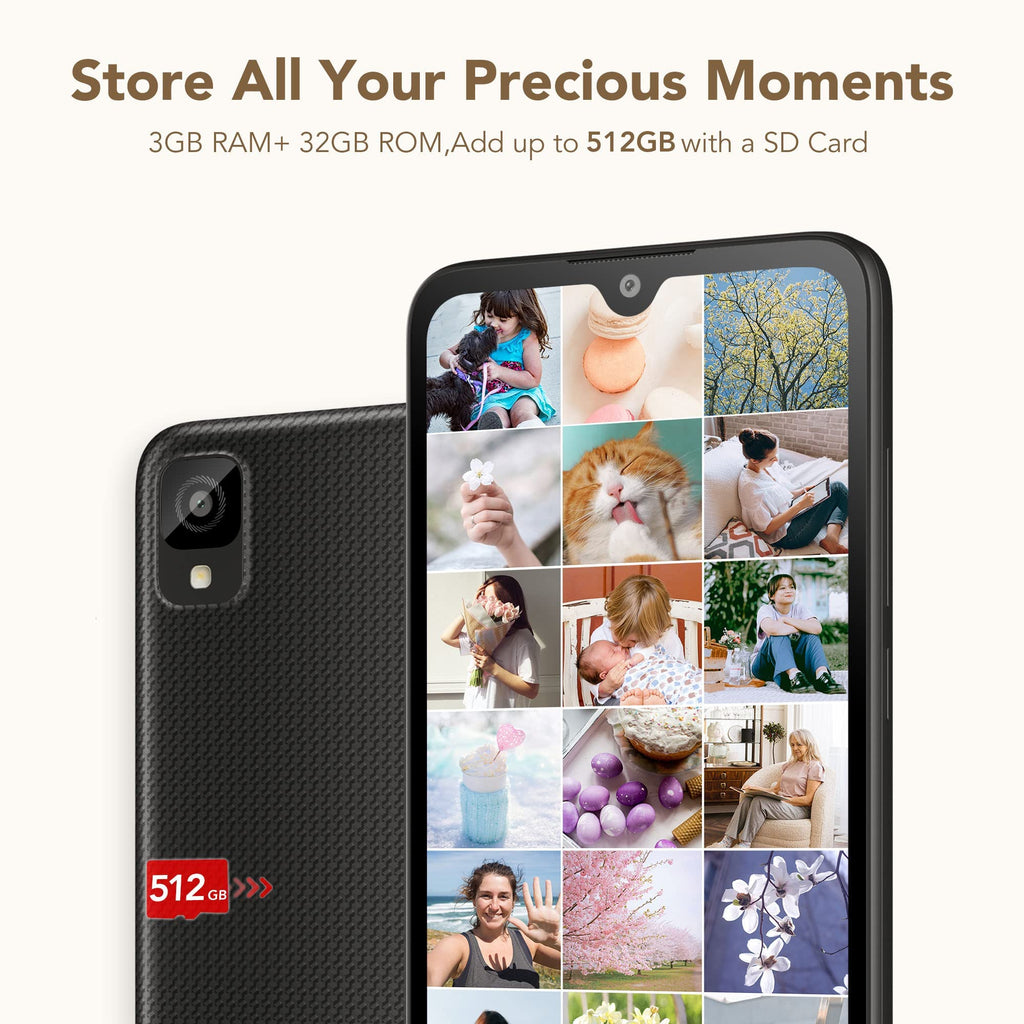 Unlocked Cell Phone with HD+ Display 32GB+3GB RAM 3000mAh Android Smartphone U727