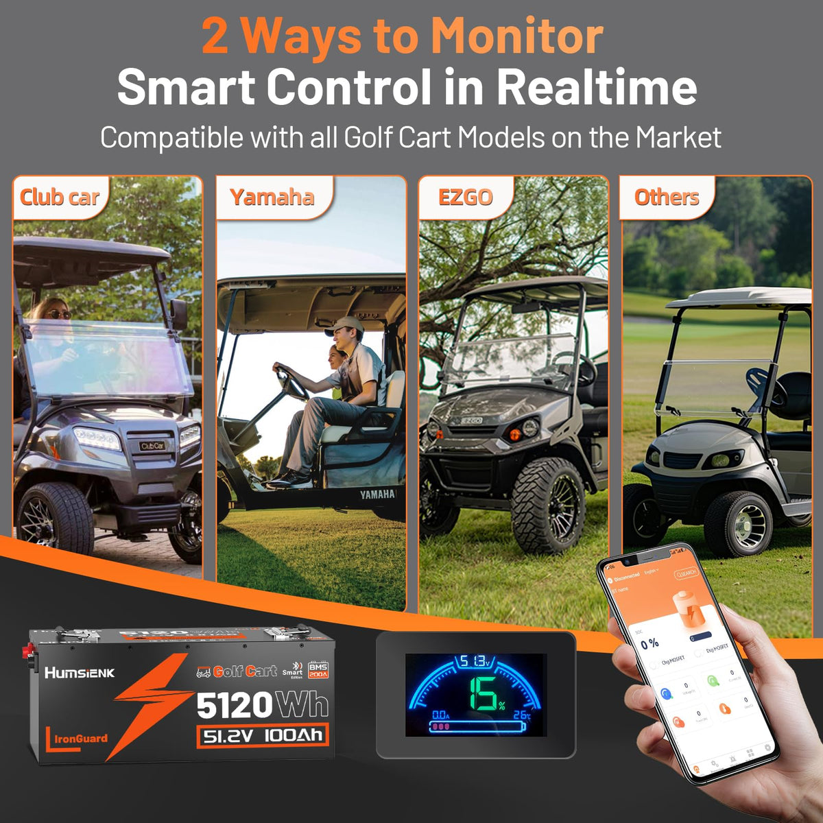 48V 100Ah LiFePO4 Golf Cart Battery C600