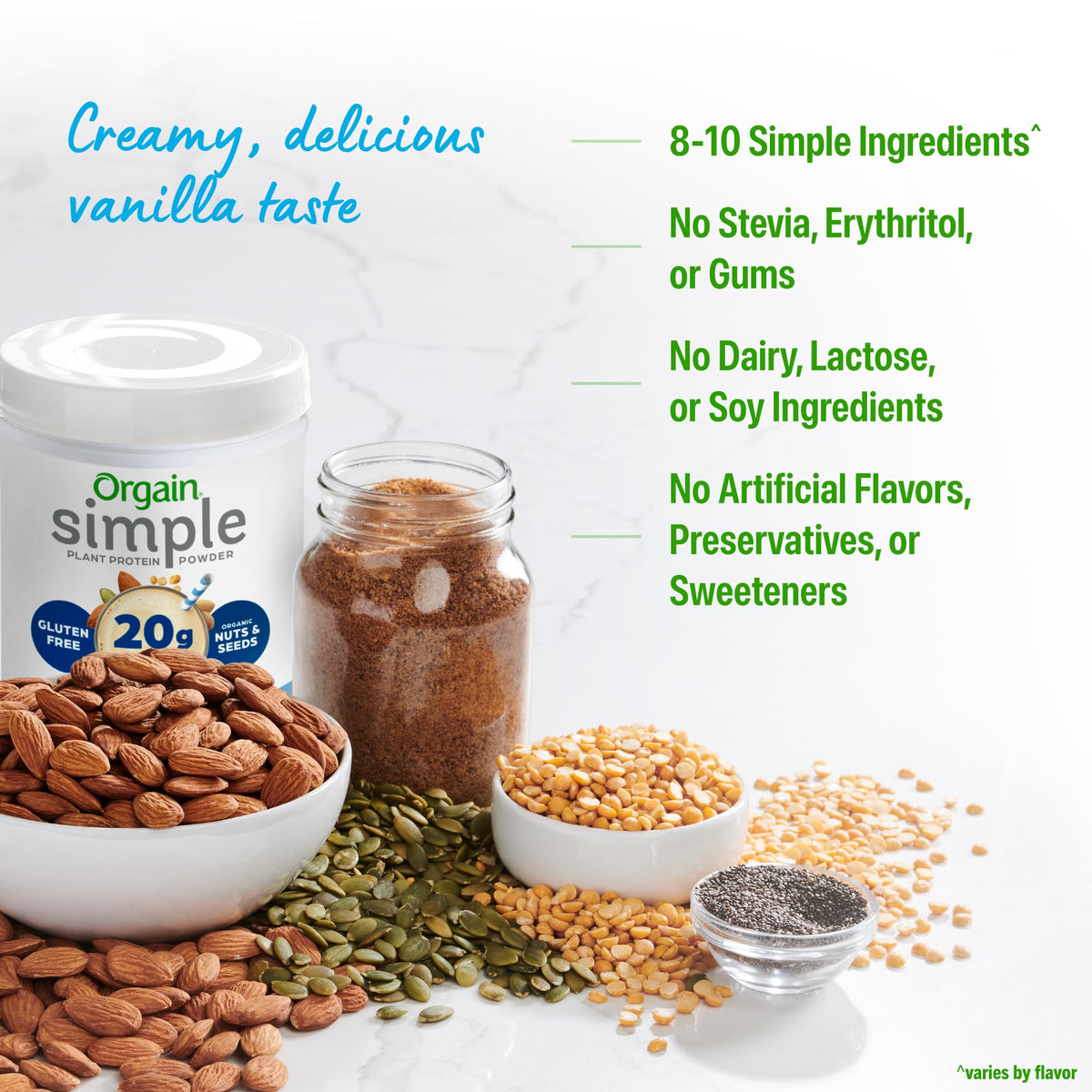 Organic Vegan Protein Powder, Vanilla, 1.25lb C8047
