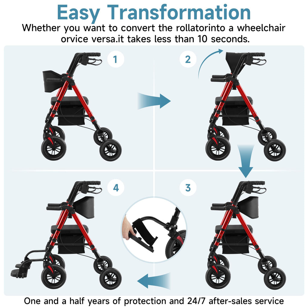 2 in 1 Rollator Wheelchairs Combo with Seat F4116