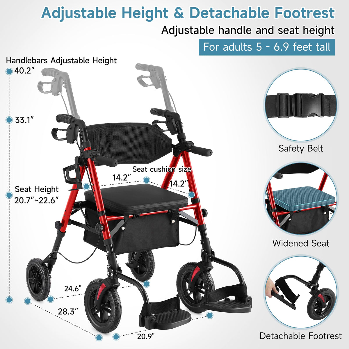 2 in 1 Rollator Wheelchairs Combo with Seat F4116