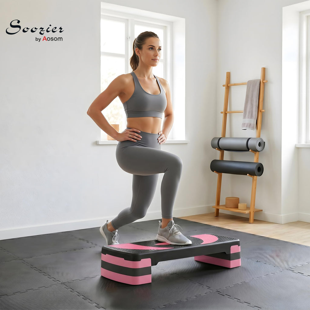 Adjustable Aerobic Stepper 4"-6"-8" Pink H1375