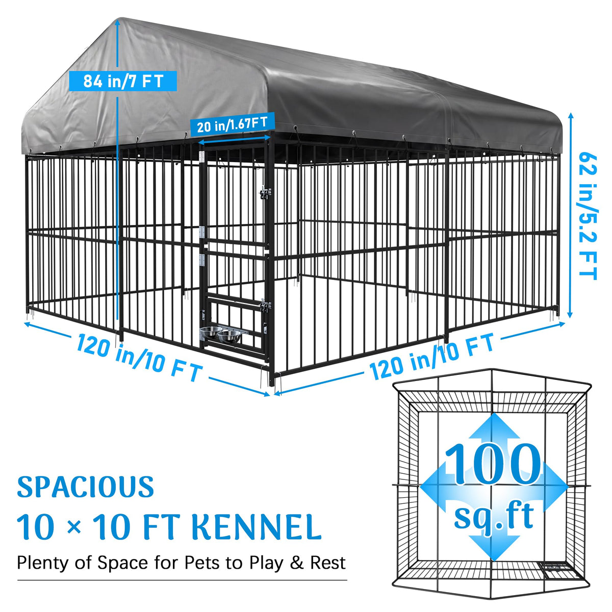 10×10FT Outdoor Dog Kennel with Roof R202293