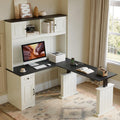 L Shaped Electric Standing Desk with Hutch and Drawers Z963450