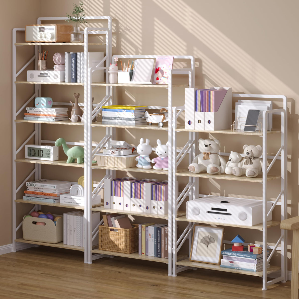 Folding Bookshelf, 5-Tier Storage Shelves D603