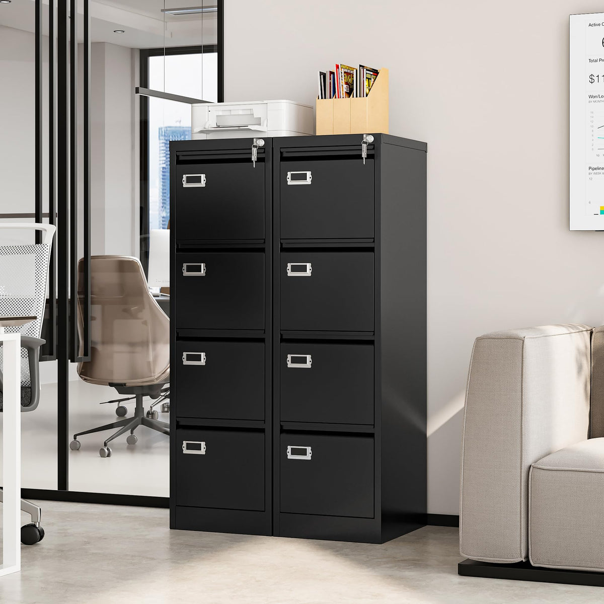 4 Drawer Metal File Cabinet with Lock M63456