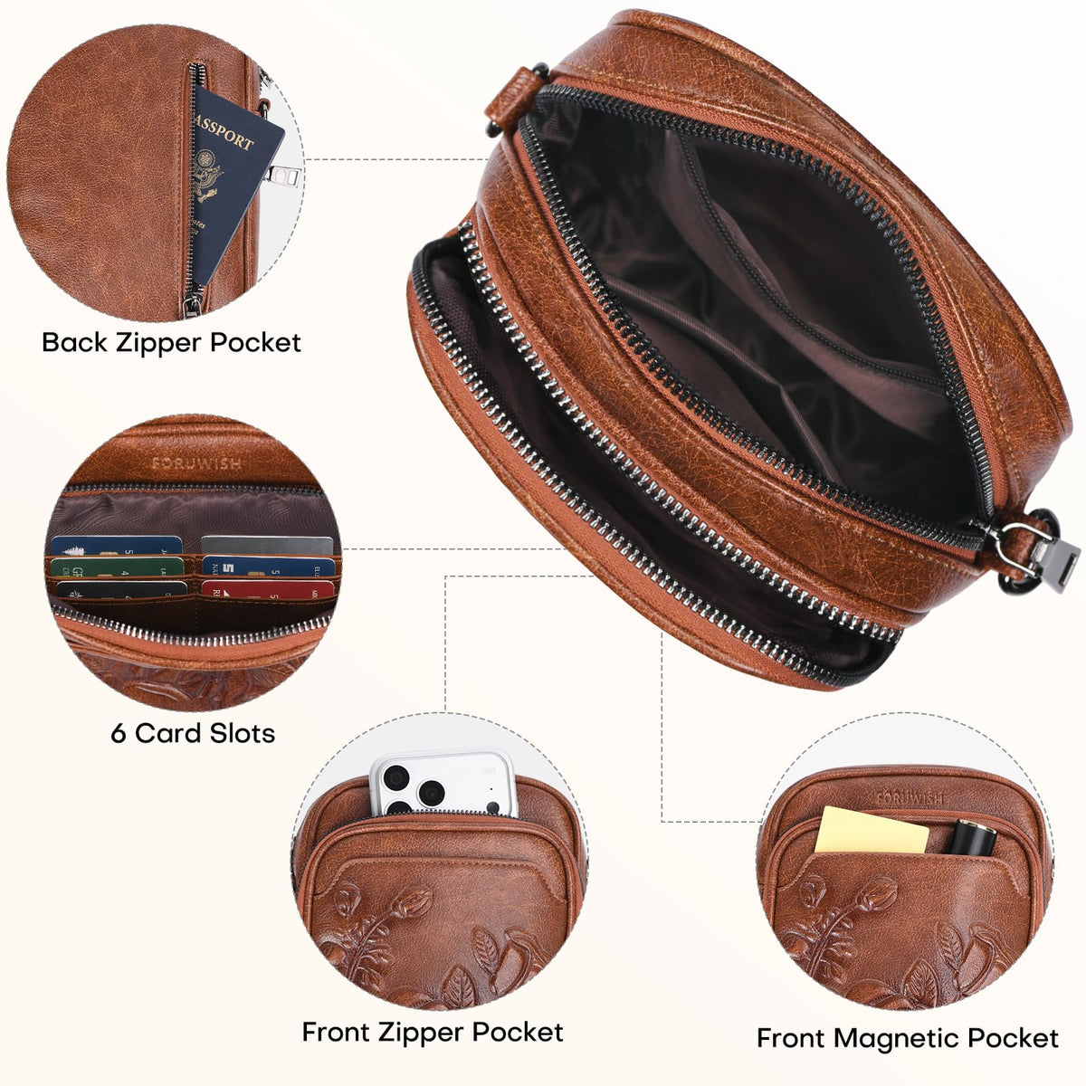Small RFID Leather Crossbody Bag N451