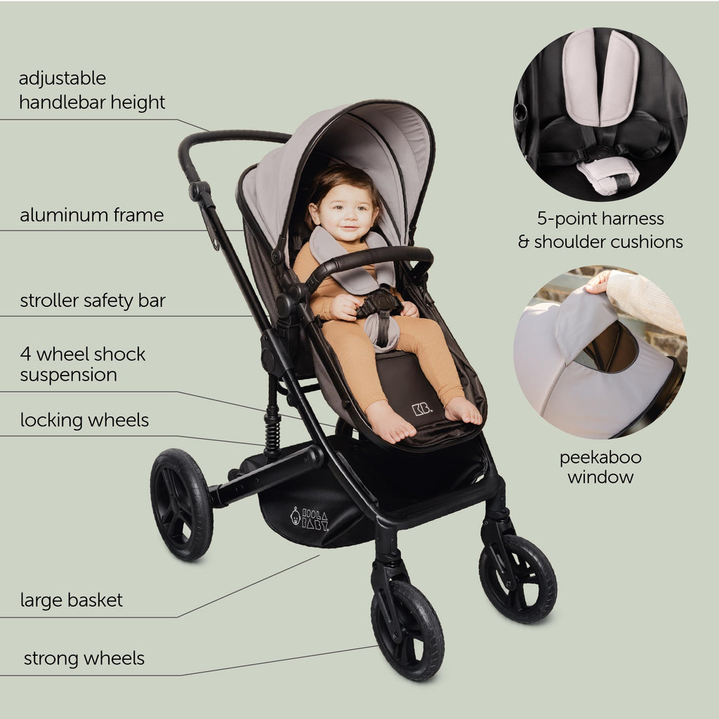 2-in-1 Foldable Baby Stroller with Extendable Canopy V183884