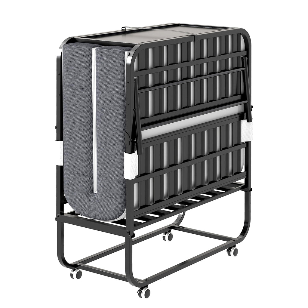 Folding Bed with Mattress, 5-Inch Memory Foam, 500lbs Capacity, Metal Frame, Adjustable Headboard X7895
