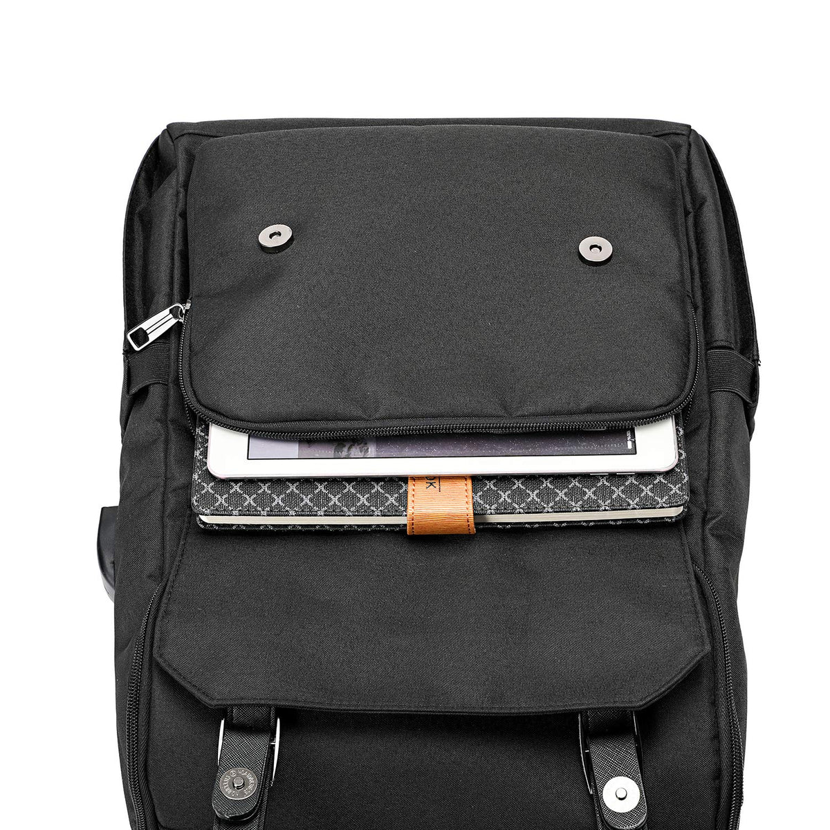 Vintage Laptop Backpack with USB Charging Port Fits 15.6 Inch Black M2573