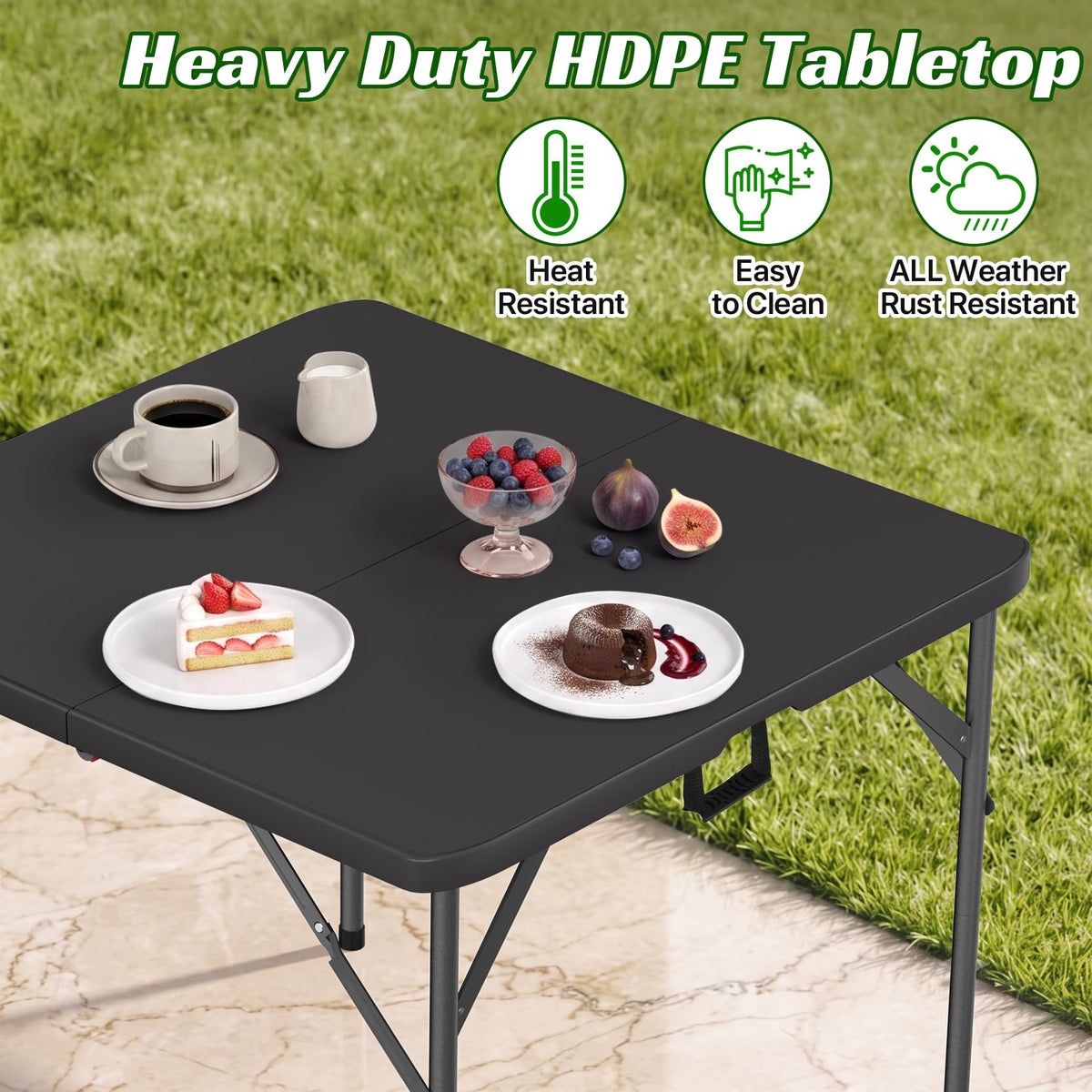 34" Square Folding Table, Black P6022