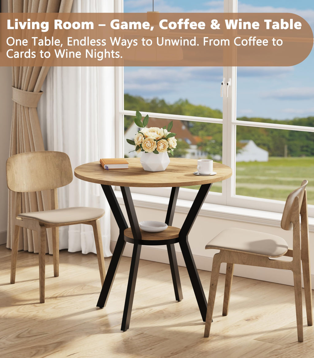 31.5" Round Kitchen Table with Storage A19187