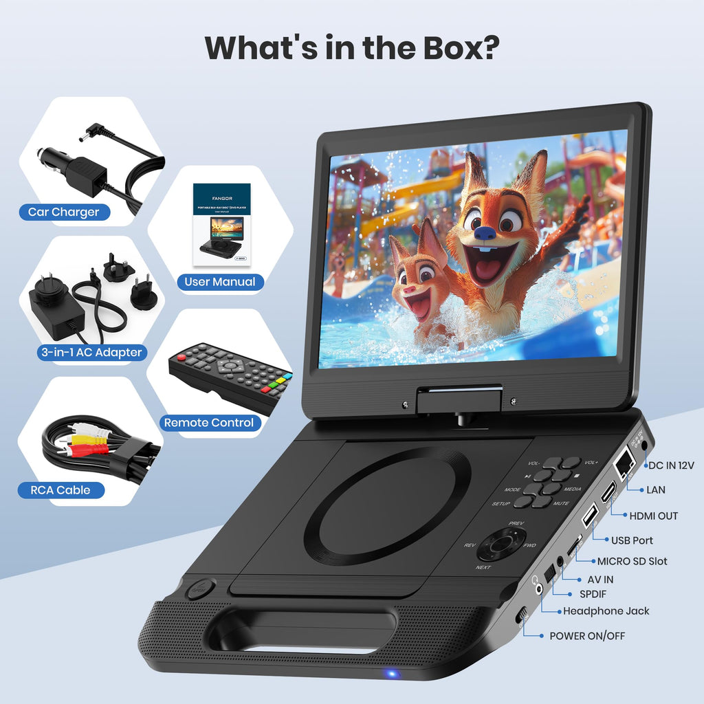 12.5" Portable Blu-ray Player with 10.5" 1080P Swivel Screen G817454