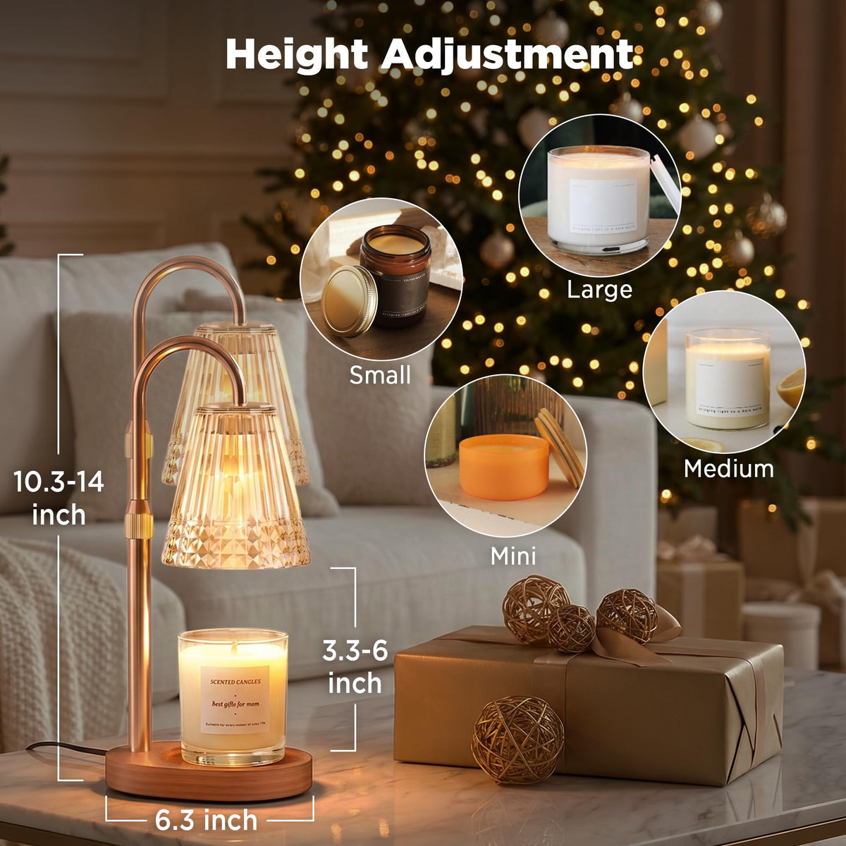 Dimmable Height Adjustable Candle Warmer Lamp with Timer N375