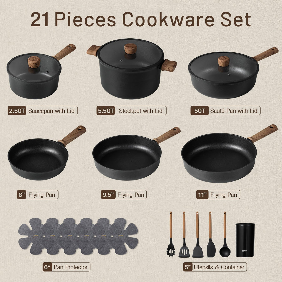 21 Pc Nonstick Cookware Set Q24154