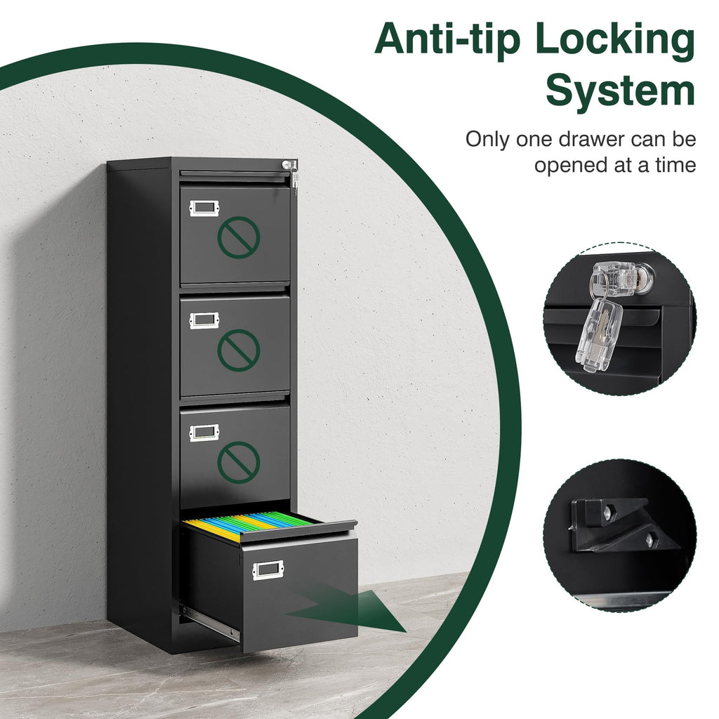 4 Drawer Metal File Cabinet with Lock M63456