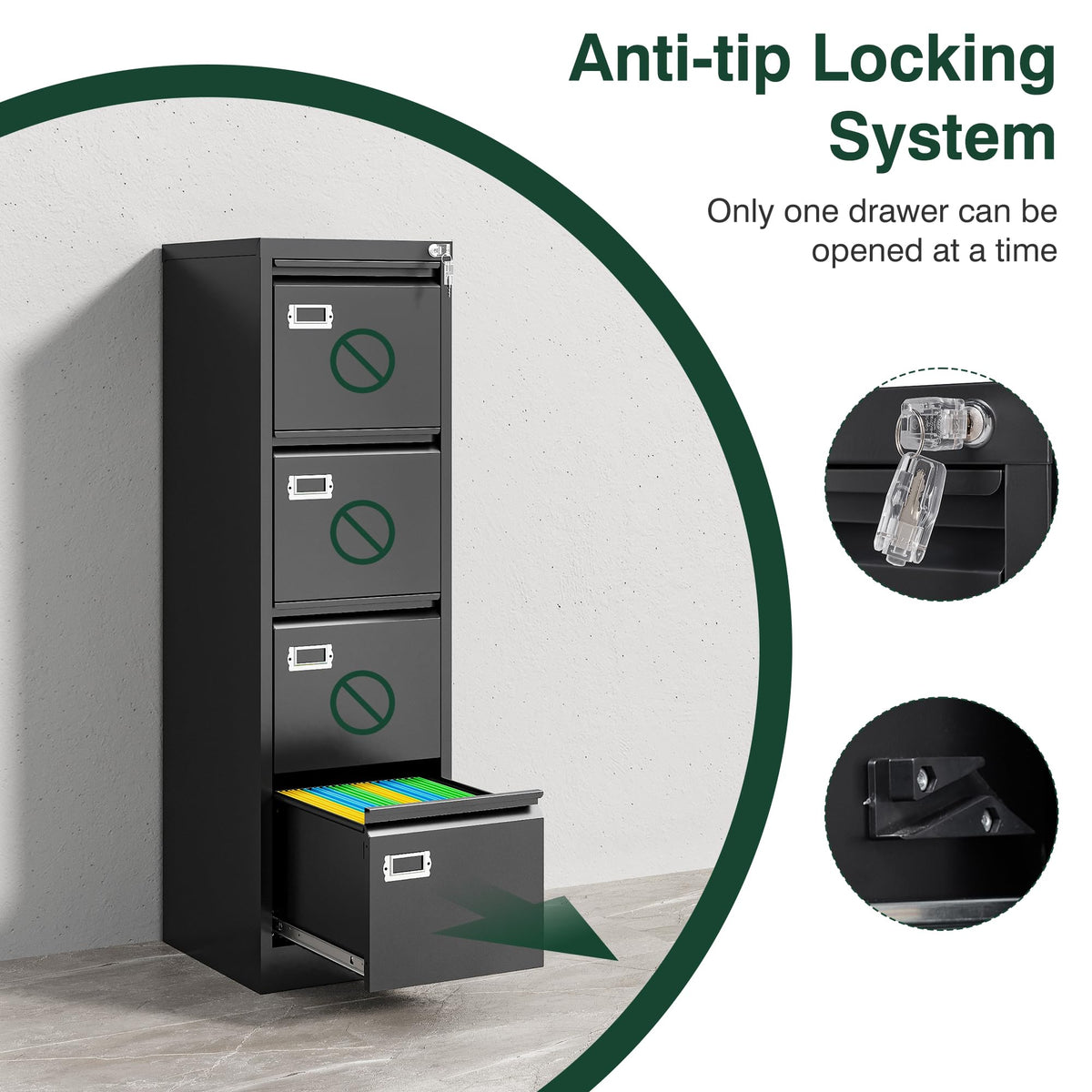 4 Drawer Metal File Cabinet with Lock M63456