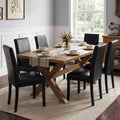 Black Upholstered Dining Chairs Set of 6 with Solid Wood Legs P96635