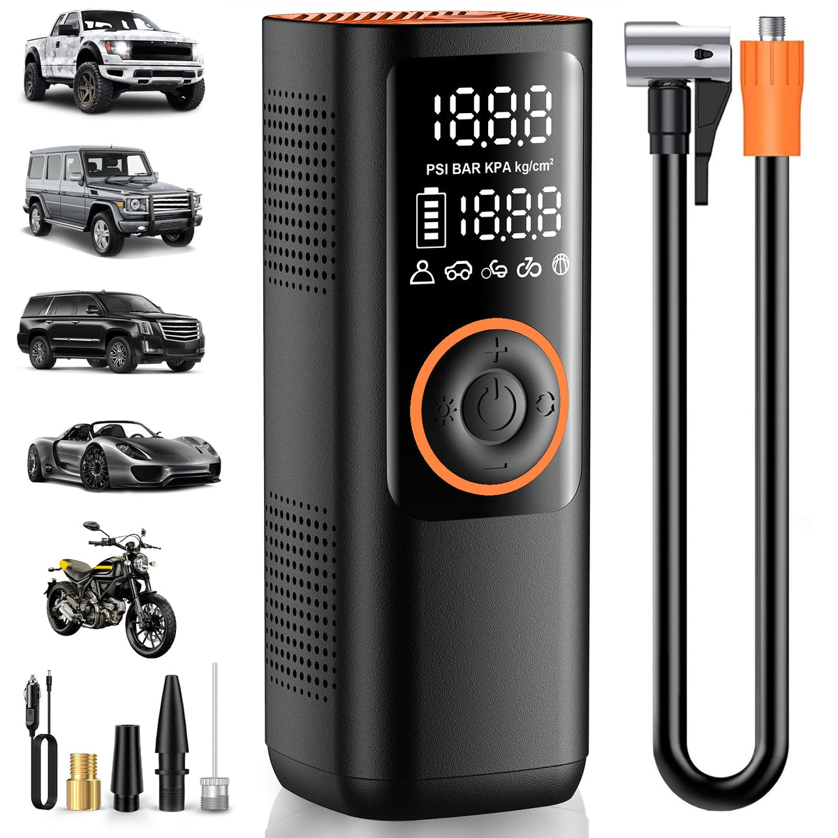 Portable Air Compressor 7800mAh 150PSI Cordless Tire Pump with Pressure Gauge T36373