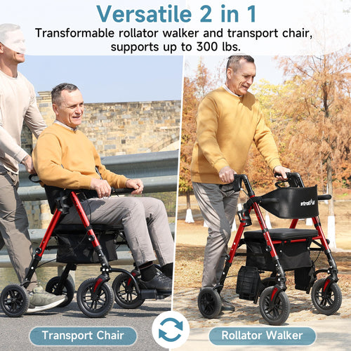 2 in 1 Rollator Wheelchairs Combo with Seat F4116