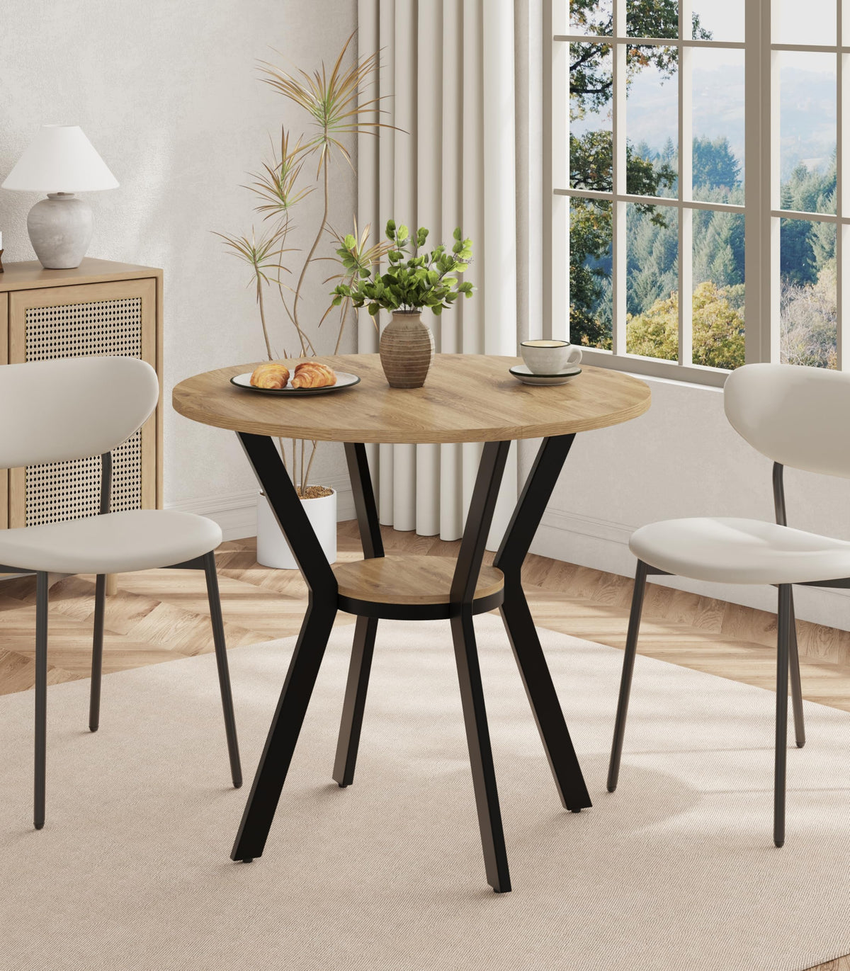 31.5" Round Kitchen Table with Storage A19187