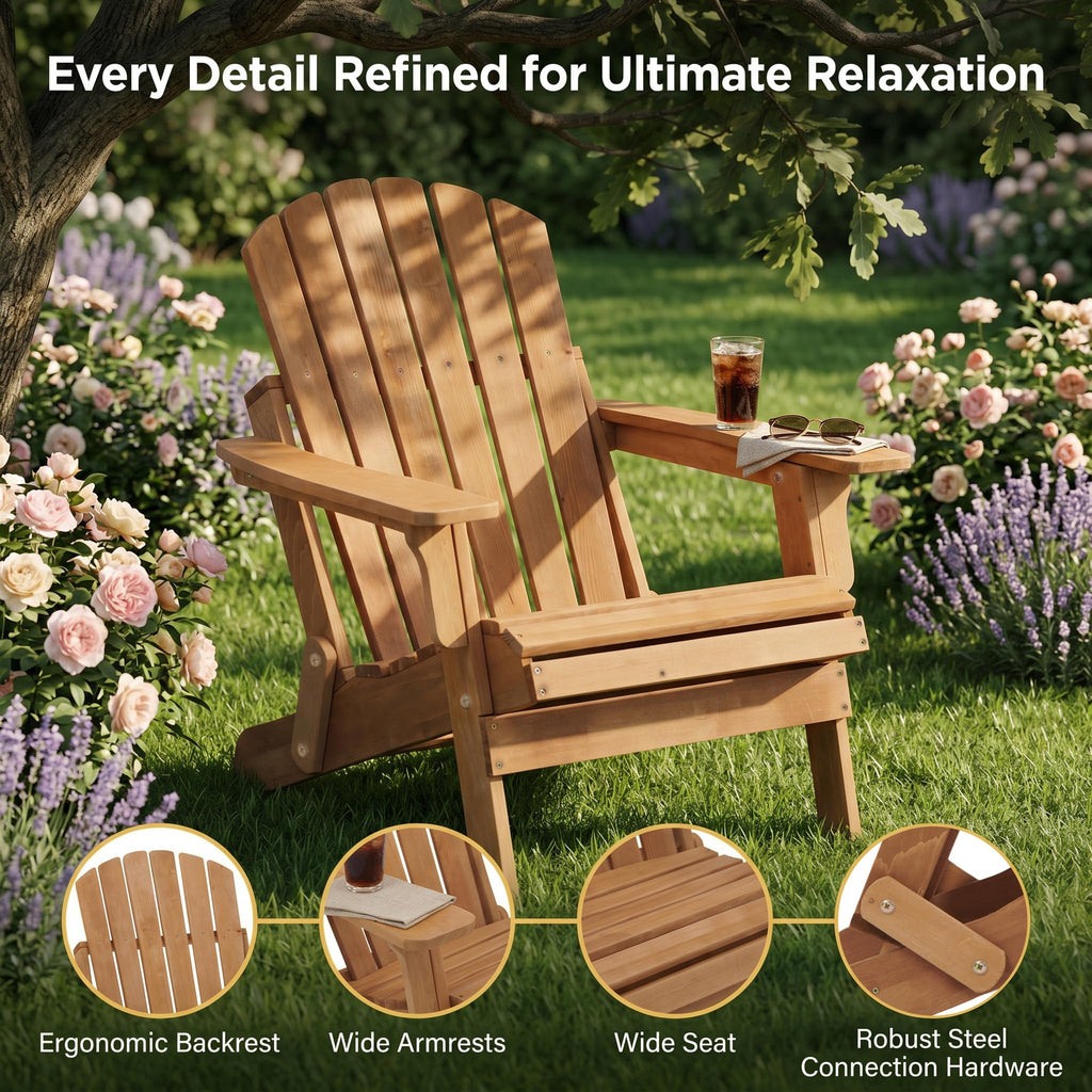 100 lbs Capacity Solid Wood Adirondack Chair M2802