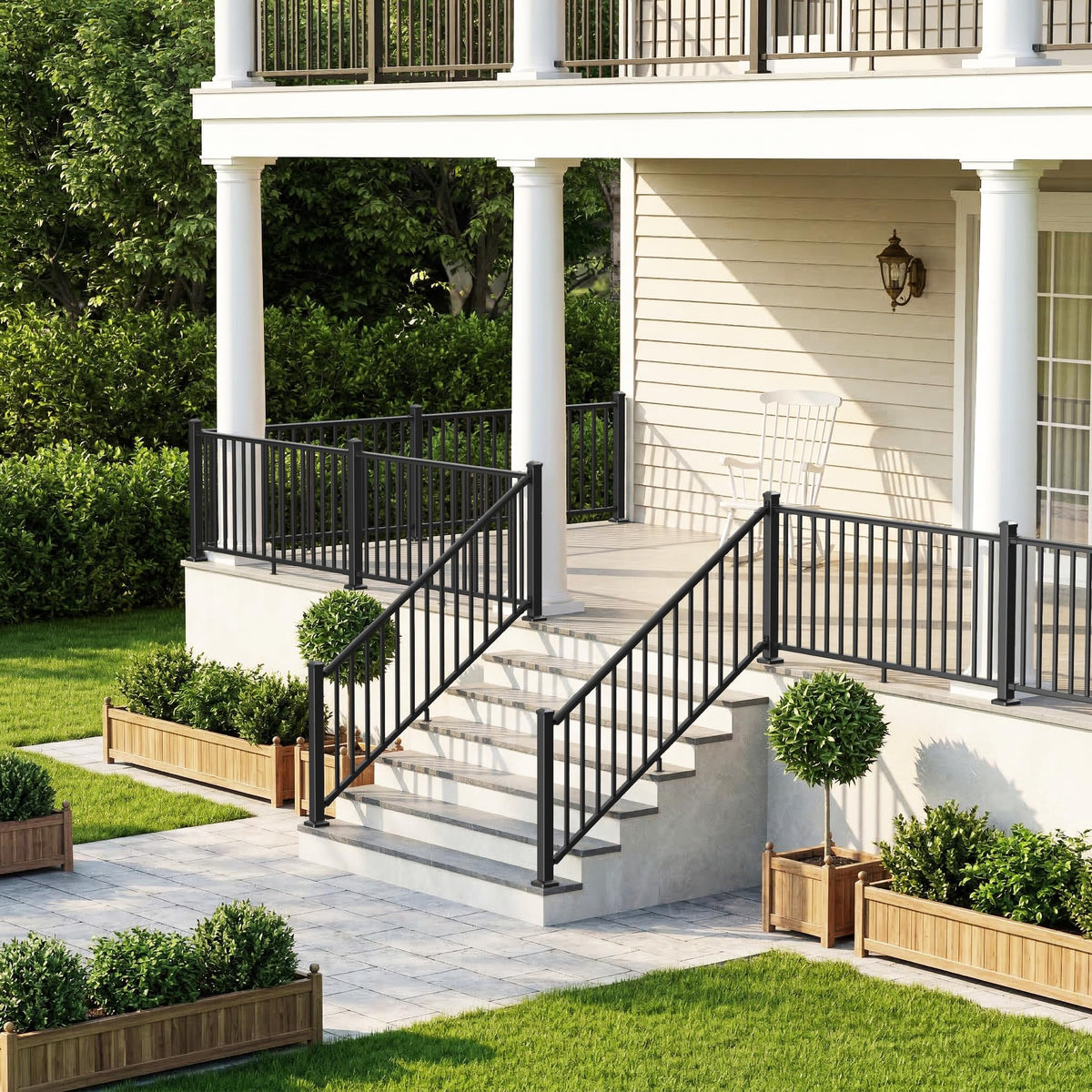 Aluminum Stair Railing Kit with Post, Matte Black N973
