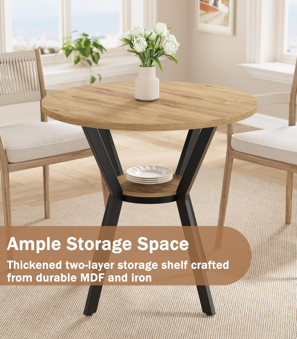 31.5" Round Kitchen Table with Storage A19187