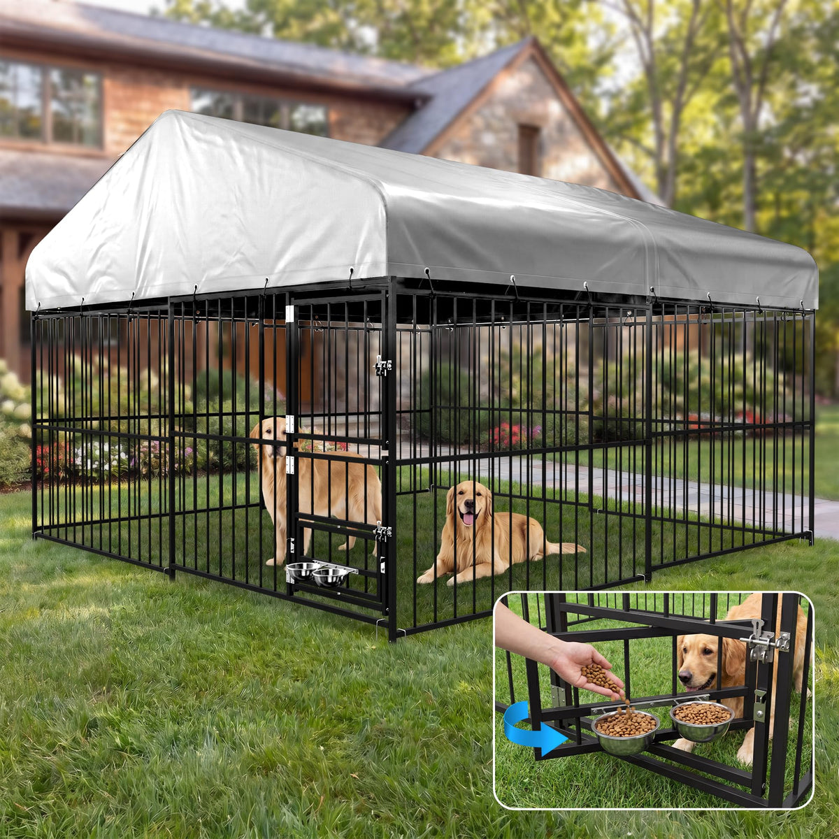 10×10FT Outdoor Dog Kennel with Roof R202293