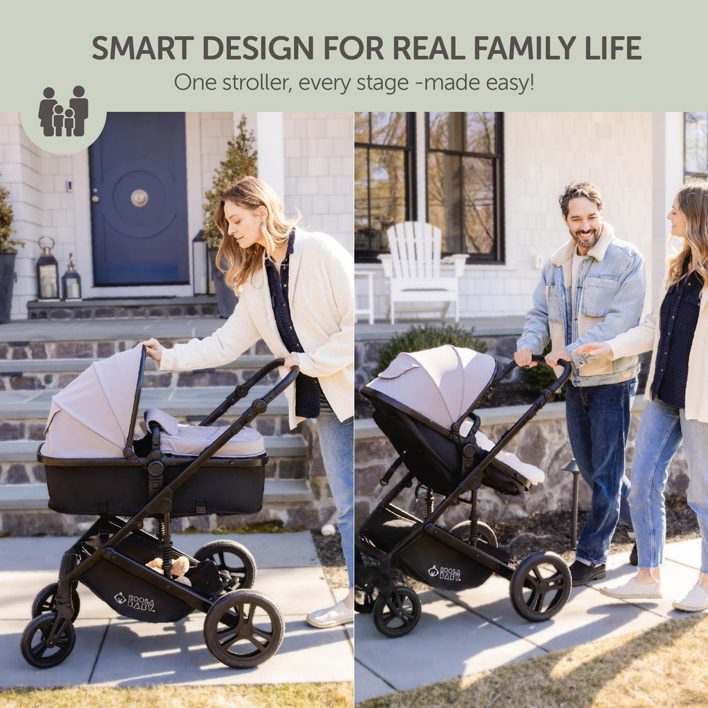 2-in-1 Foldable Baby Stroller with Extendable Canopy V183884