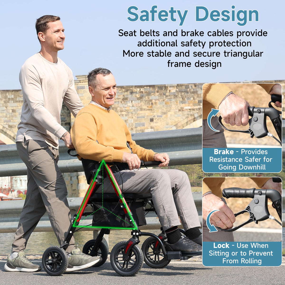 2 in 1 Rollator Wheelchairs Combo with Seat F4116