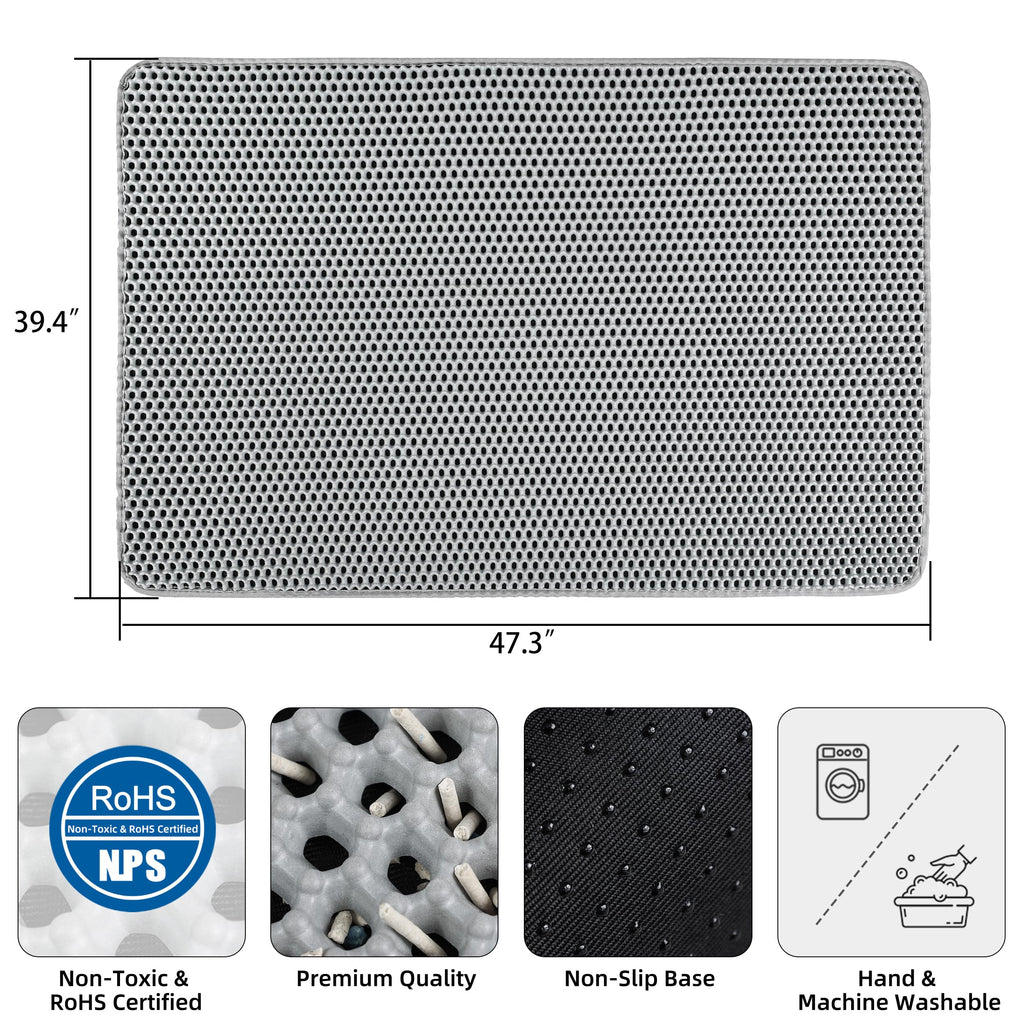 XXL Gray Double-Layer Cat Litter Mat D905