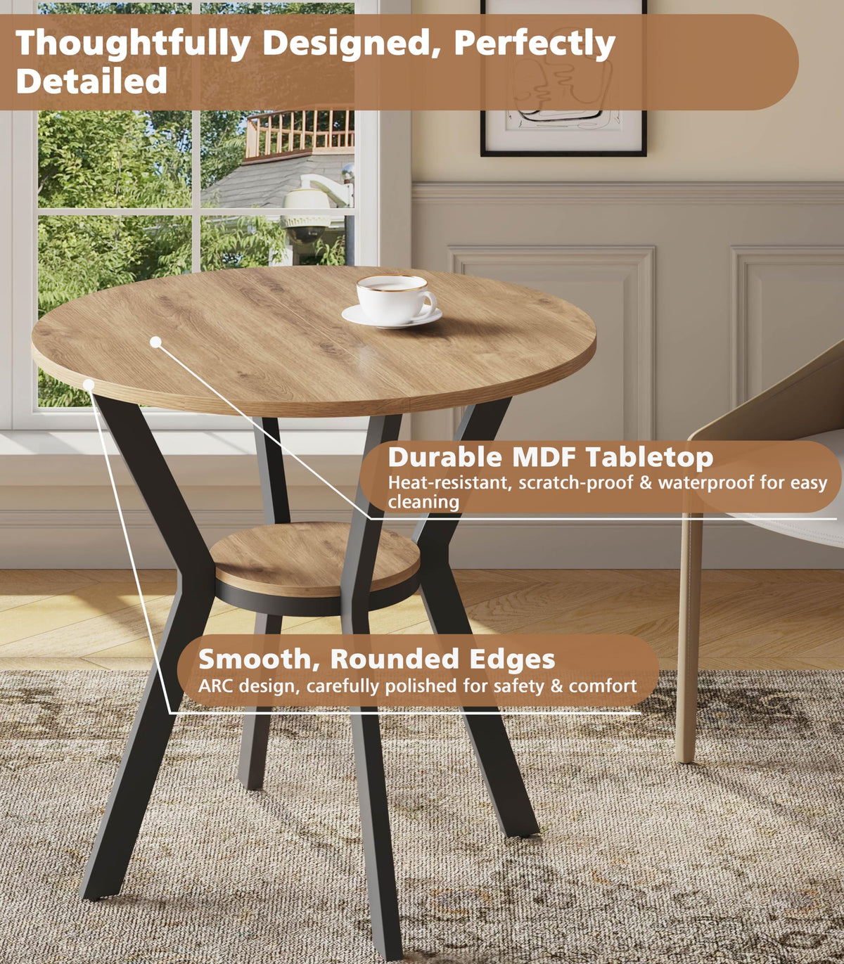 31.5" Round Kitchen Table with Storage A19187