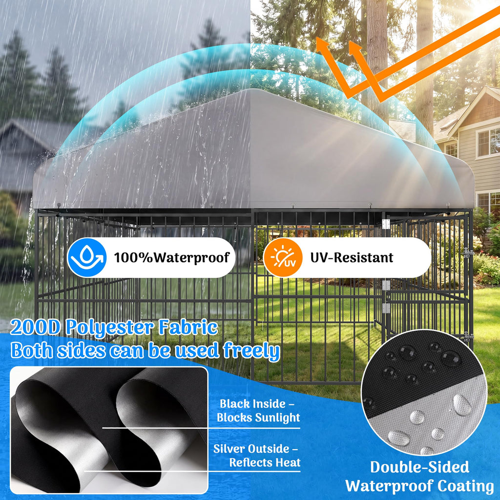 10×10FT Outdoor Dog Kennel with Roof R202293